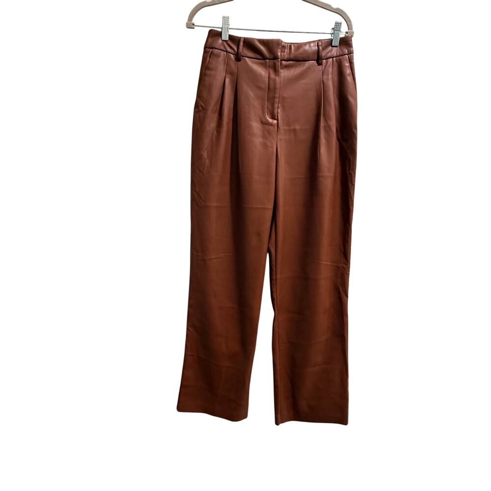 House of Harlow 1960 Pants Women’s 6 Brown Faux Leather Trousers